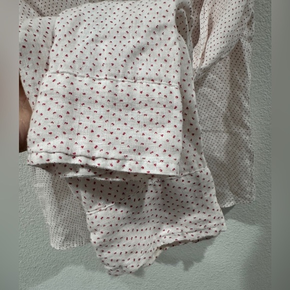 Frank & Eileen Barry 100% Linen White Red Numbers Math Tailored Button Shirt S - Picture 5 of 12